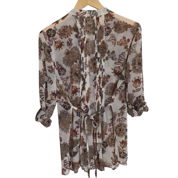 Style & Company Batik Dreams Long Sleeve Button Down Floral Blouse NEW - Picture 4 of 8